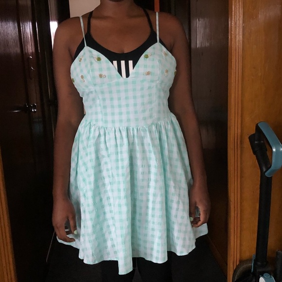 ZARA GINGHAM BEADED FLOWER DETAILED DRESS WITH POCKETS - Picture 7 of 14